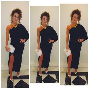 Halston Heritage One-Shoulder Black Dress